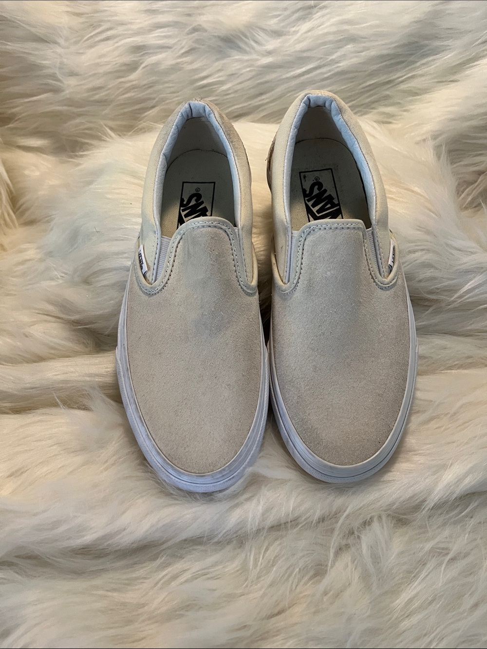 Vans Slip-On Suede Sneakers in Light Tan